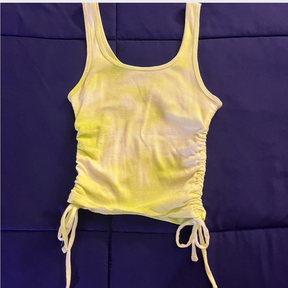 Hollister Light Yellow-Green Ruched Tank Top
